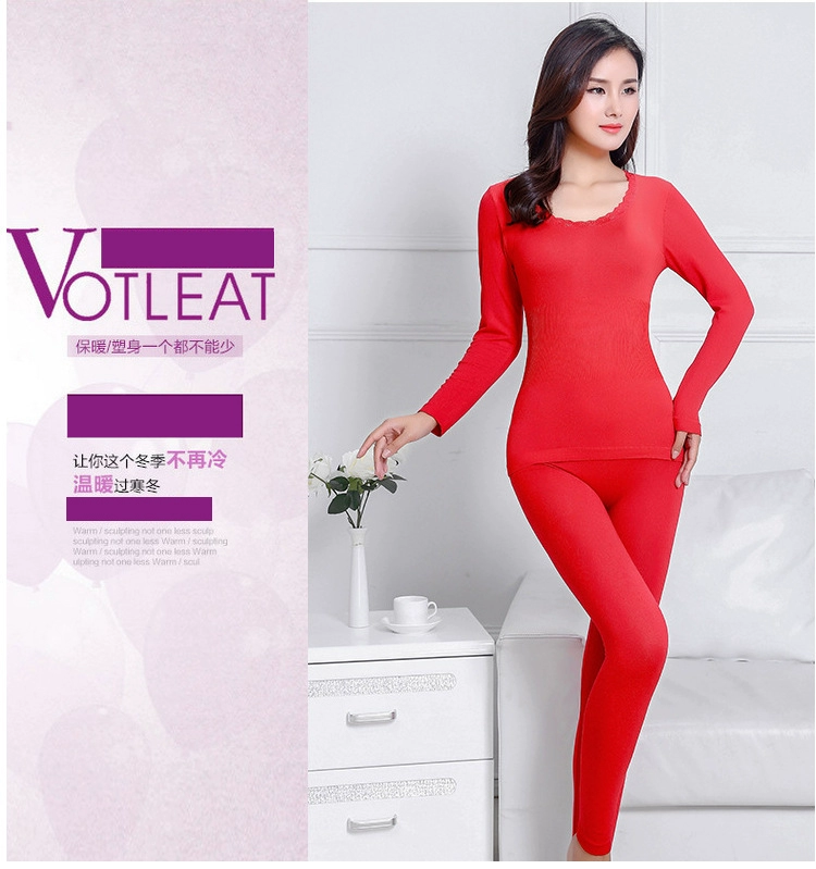 Modal Ladies Quần mùa thu Cotton cotton Áo len nữ Ren mỏng liền mạch Cơ thể ấm Bộ đồ lót đồ lót nam