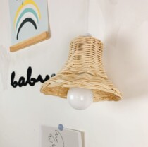ins Nordic style childrens room tent rattan chandelier B&B real rattan woven decoration hand-woven lampshade photography