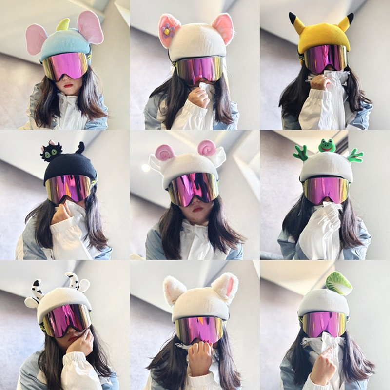 Ski Helmet Cover with Fashionable Cartoon Animal Ears, Sheep Horn Ears, Single and Double Board Helmet Cover, Universal for Men and Women