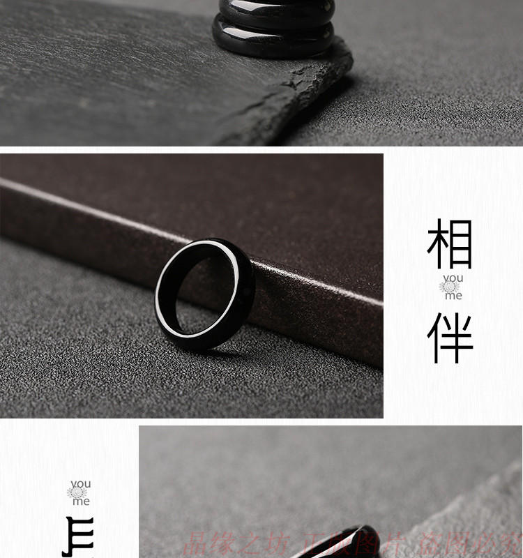Xác thực tự nhiên nhẫn obsidian cặp đôi sinh viên chữ nhẫn ác linh chuyển chống nhỏ vòng đuôi chỉ số nhẫn ngón tay nhẫn đồng xu