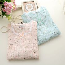 Pure Cotton Gestational Woman Dress Summer Double Layer Gauze Moon Subsuit Long Sleeve Pyjamas Suit Maternal Lactation Suit home Suits Suit