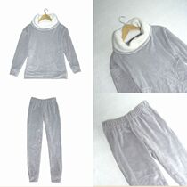 Autumn and winter coral suede pyjamas suit men and women pure color plus fattening up sleeve head high collar island suede home to beat the undercoat