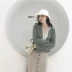 Thời trang hàn quốc mùa thu áo nữ lông thỏ mềm mại màu sắc mềm mại ngắn tay áo kèn tay áo len ngắn Áo len cổ chữ V
