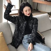 Vintage tweed nước hoa nhỏ gió len áo khoác nữ mùa đông nữ mới 2018 phiên bản Hàn Quốc của áo khoác len ngắn áo khoác nữ hàng hiệu