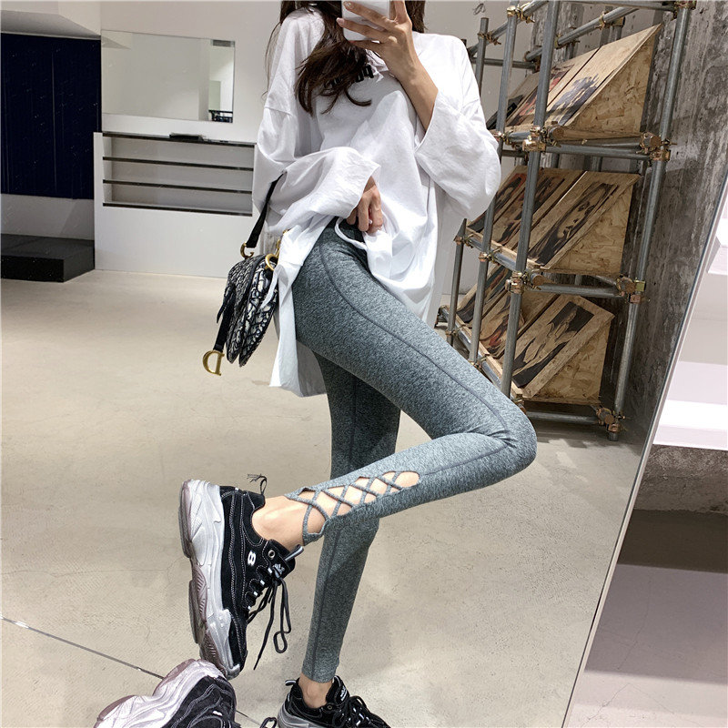 Gray tight leggings for women to wear spring and autumn 2021 new summer thin section anti-light stretch thin leg pants