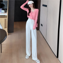 Pants 2021 New loose Korean version of high waist fashion temperament small man hanging feeling Joker wide leg pants casual trousers