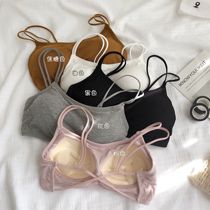 Beauty back sling Net red explosion model 2021 new chest underwear women Summer thin small chest gathered integrated bra