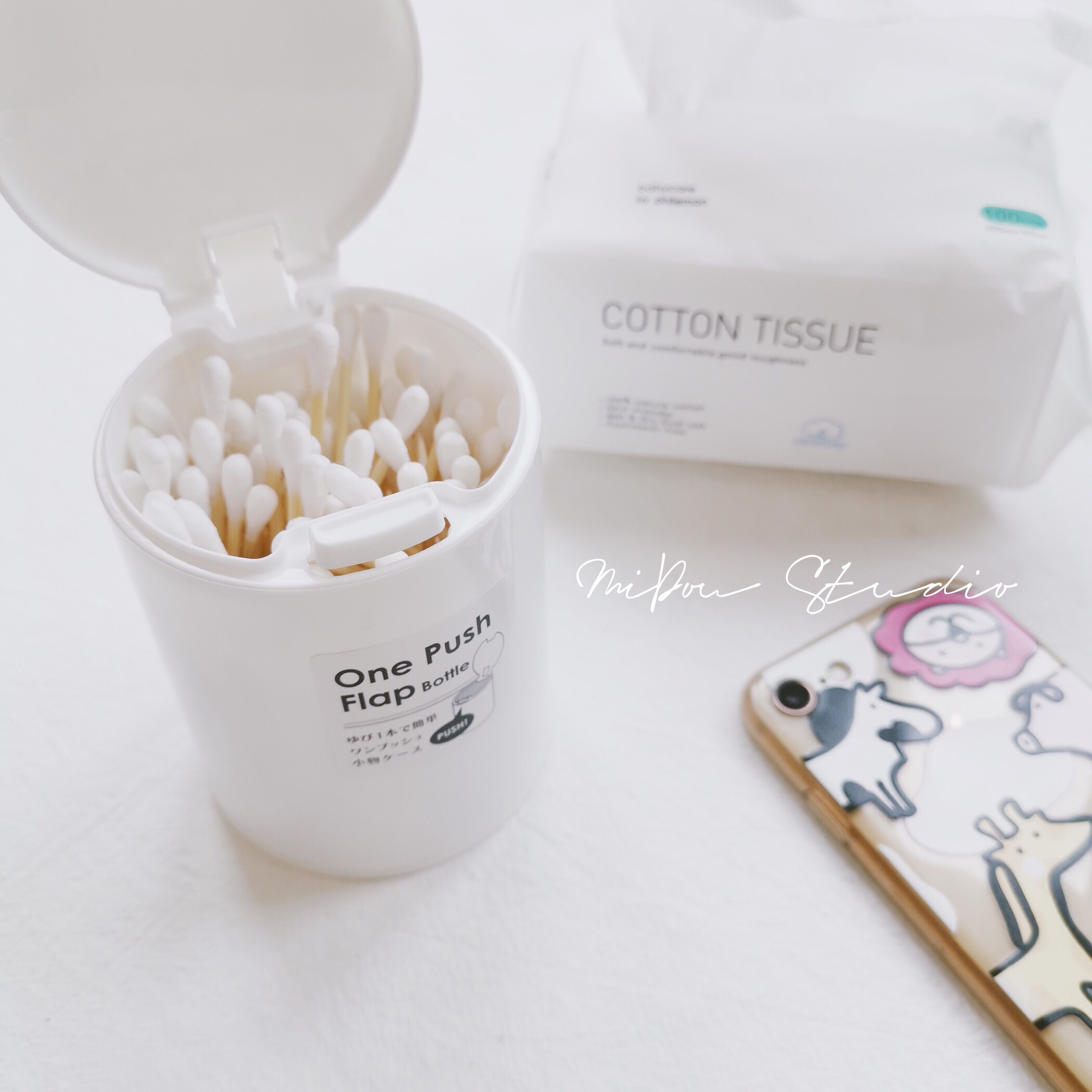 Spot Japan Play Window Style White Cotton Stick Containing Box Toothpick Dental Floss Finishing Jewelry Battery OK Tightening