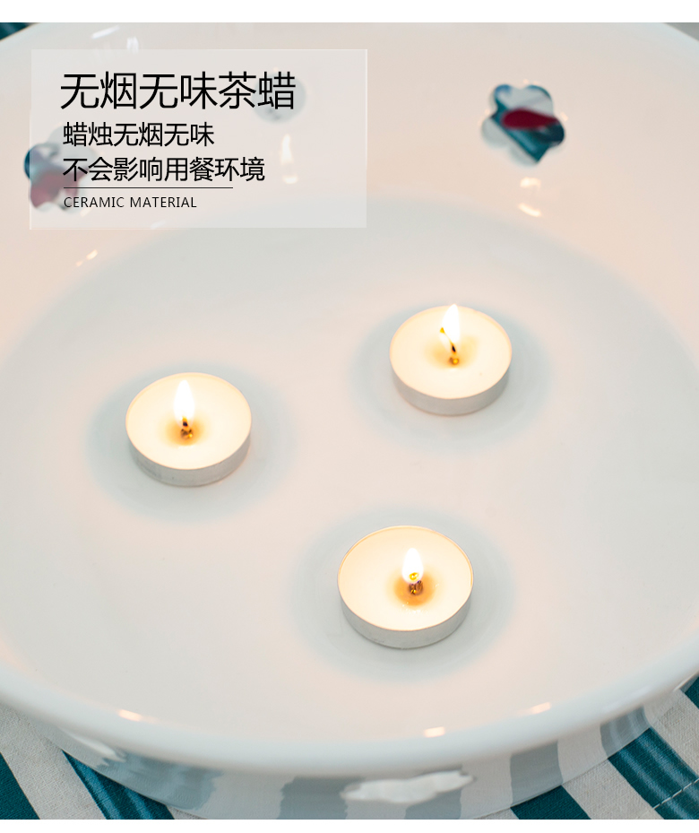 Nến trắng tinh khiết cồn đèn sưởi lò mở gốm cách nhiệt tấm cá đĩa hộ gia đình khách sạn lớn sáng tạo bộ đồ ăn khay gỗ đựng đồ ăn
