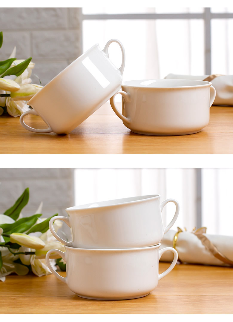 BeiYu pure white ceramic household ears steamed egg bowl children breakfast bowl dessert bowl of ipads China salad bowl western food bowl