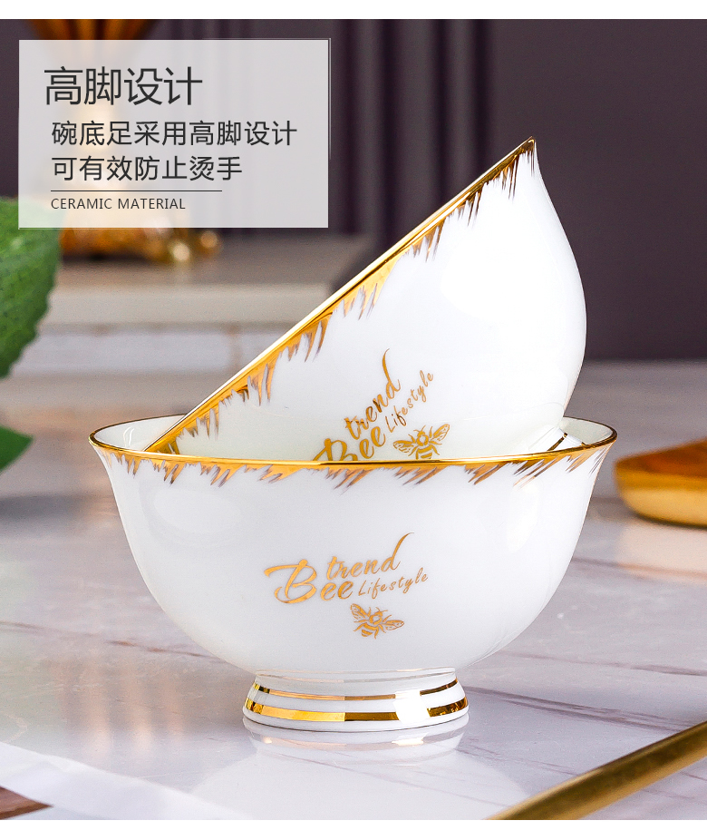 BeiYu bee dishes suit household ceramic bowl dish bowl chopsticks combination plate net red ipads porcelain tableware suit