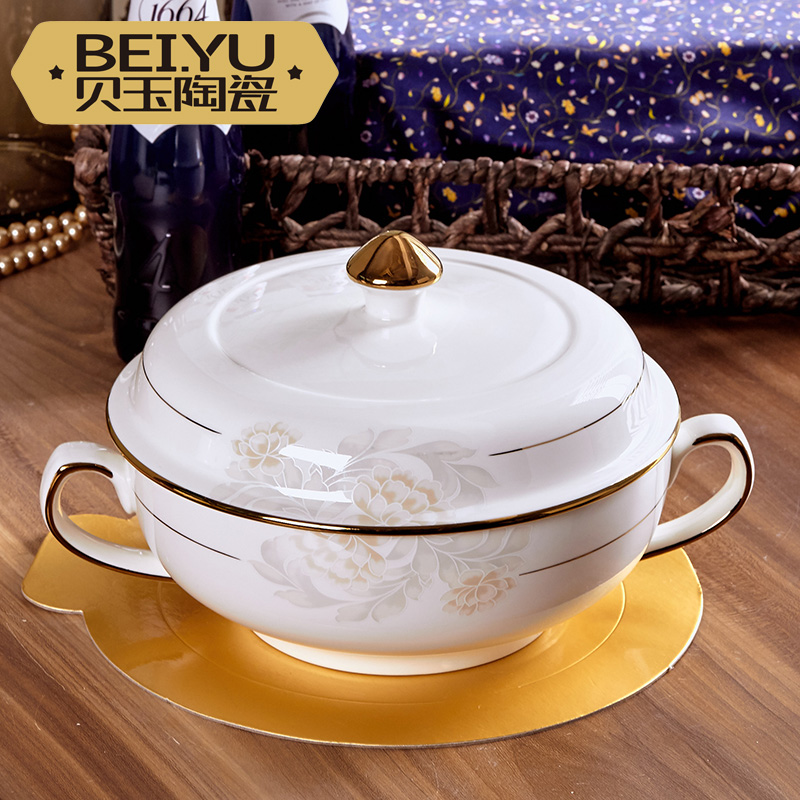 BeiYu tureen large household microwave oven mercifully rainbow such as bowl dish bowl with cover bowls basin of jingdezhen ceramic soup pot