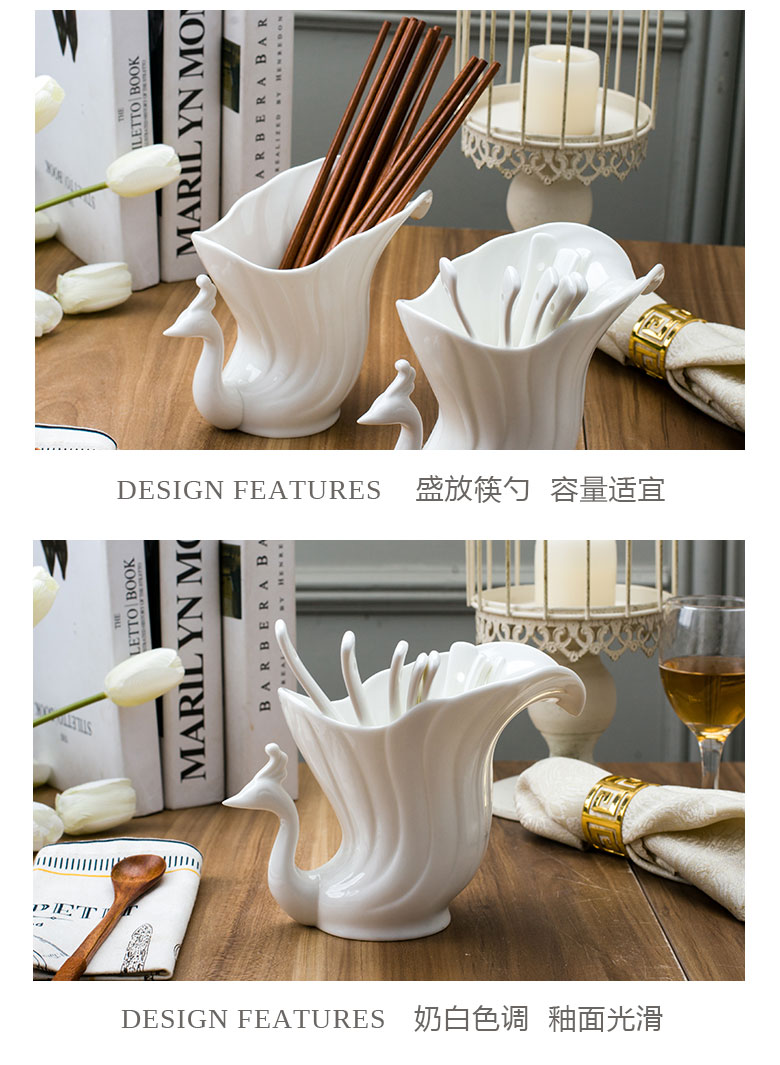 BeiYu white spoon holder ipads China chopsticks tube kitchen ware jingdezhen ceramics tableware chopsticks cage receive home