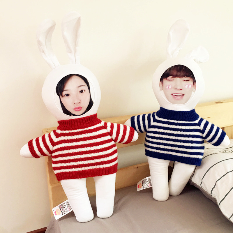 Diy to map custom photo pillow human face three-dimensional sweater Rabbit doll ins doll Creative birthday gift for girls