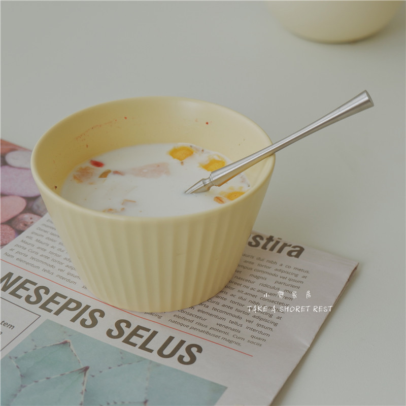 Nordic goose yellow yogurt bowl matte ceramic rice bowl with instant noodles bowl cereal bowl ins cream yellow breakfast bowl soup bowl