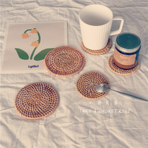South Korea ins and rattan choreographeedi chiche cups padded handmade heat insulation cushion coffee round photo props knitted dining mat