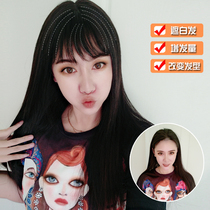 Lao Lis head reissued with a needle wig piece female straight cover white hair real hair silk hair can be tilted bangs