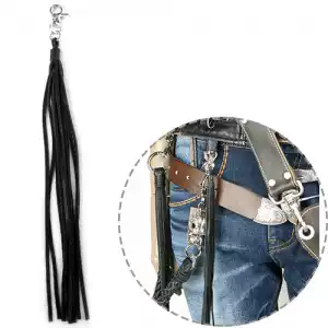 Korean handmade custom black leather tassel minimalist atmospheric pendant