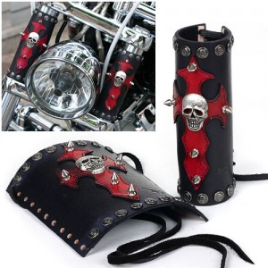 Korean handmade jars leather real cow leather custom personality rivet cross pattern locomotive riding a wind cool