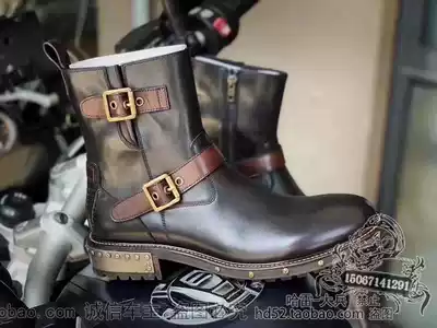 Spot boots riding handsome pull wind buckle zipper metal nails retro Martin boots