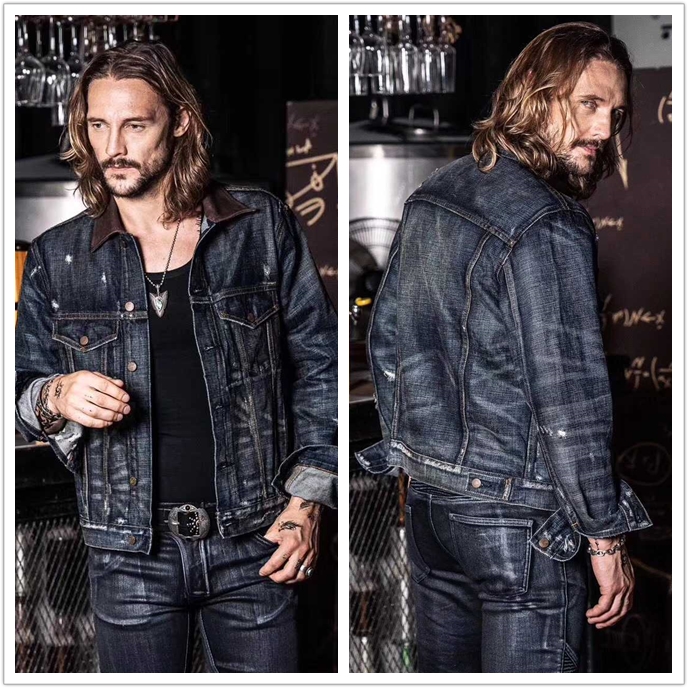 UGLYBROS cycling clothing American retro handmade fashion casual denim jacket top men's denim jacket cool