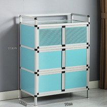 Stainless steel cupboard kitchen household cabinet storage cabinet storage multifunctional storage cabinet aluminum alloy simple stove