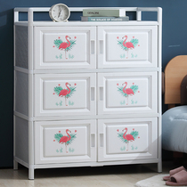 Put cupboard household kitchen locker stainless steel storage cabinet multifunctional aluminum alloy simple shelf storage cabinet