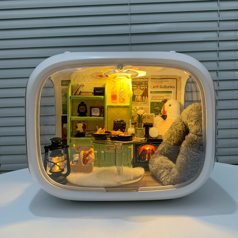 Ob11 Dollhouse Display Box Lookup Miniature Scene House Doll Storage DIY Night Light Hand-Assembled