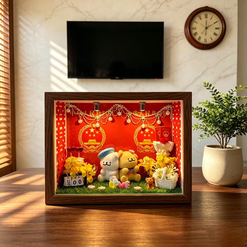 Line Art Puppy Qixi Anniversary Wedding Certificate Photo Frame Couple Registration Photo Marriage Certificate Display Gift Line Art Puppy Qixi Anniversary Wedding Certificate Photo Frame Couple Registration Photo Marriage Certificate Display Gift