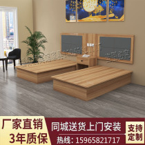 Solid wood eco-plate Hotel Hotels Furniture punctuator Single-suite beds TV Table Soft bunk beds Customized by bed headroom