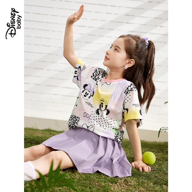 Disney baby 迪士尼 2022年夏季新款 女童短袖T恤 天猫优惠券折后¥39.9包邮(¥69.9-30)100~160码4色可选