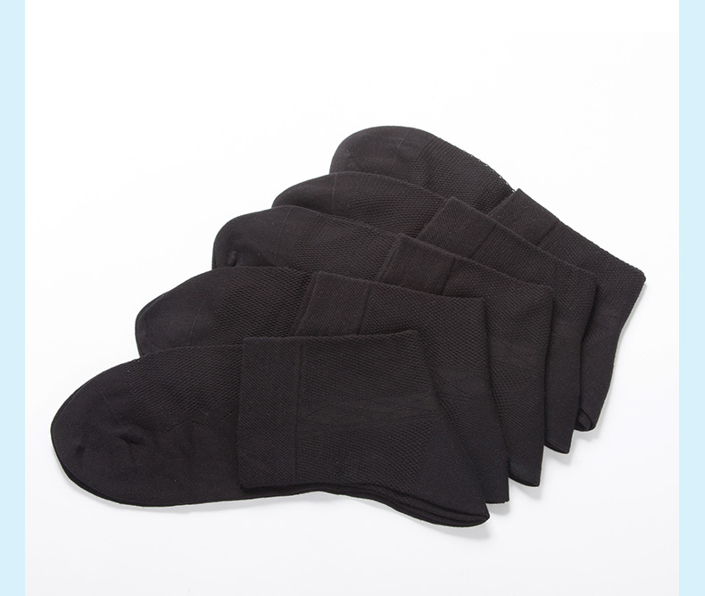 Vớ nam Hoành Hương cotton năm đôi trong các mẫu ống lò xo và mùa thu màu rắn thể thao lưới thoáng khí màu đen thấm hút mồ hôi cotton YM - Vớ bông quan tat bong day