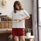 Hengyuanxiang vài chiếc quần short ngắn tay quần áo ngủ cotton phù hợp với nam giới và phụ nữ Váy ngủ dễ thương sinh viên dịch vụ tại nhà mùa hè mỏng - Cha mẹ và con