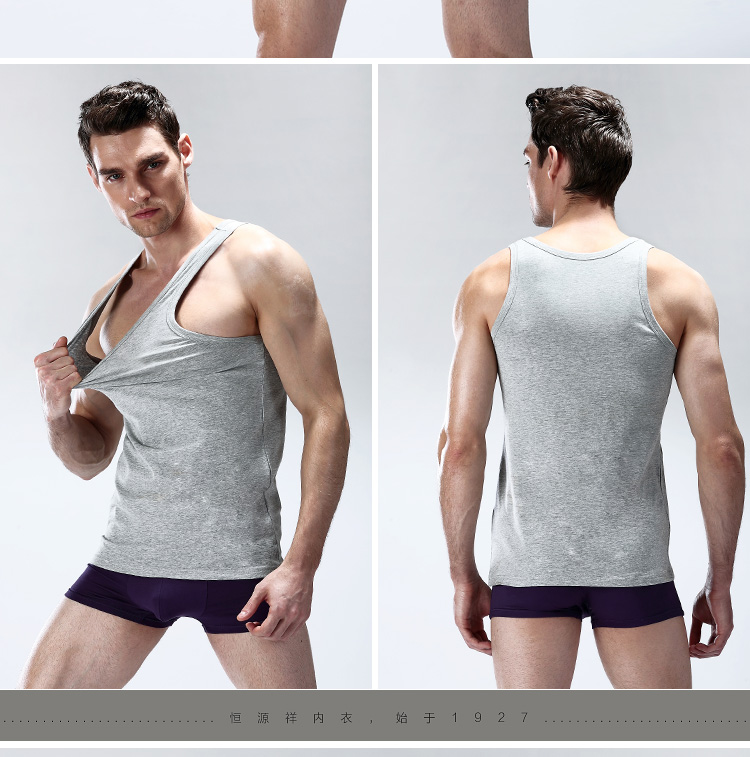Áo vest nam Hengyuanxiang mùa hè thể thao tự trồng thanh niên nam tập thể dục chạm đáy áo vest nam bó sát áo ba lỗ nam phom rộng