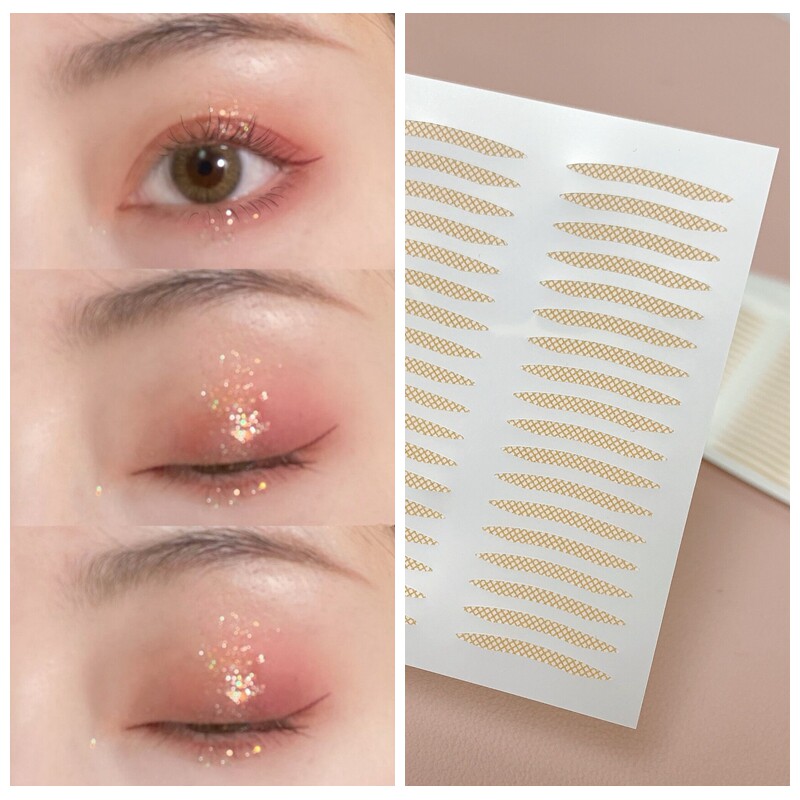 Mesh pointed corner trapezoid matte dark skin double eyelid paste Natural invisible makeup swollen eye bubble small 360 paste fine