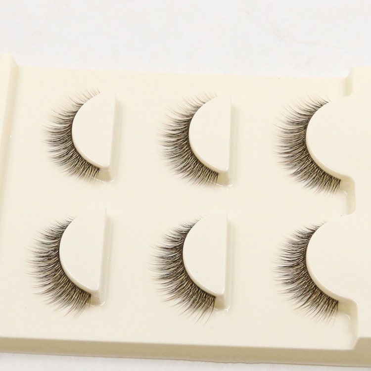Mô hình 3D mềm Lông mi giả trang điểm nude tự nhiên đen cuống ngắn (3 đôi) không cần keo keo gắn mi giả