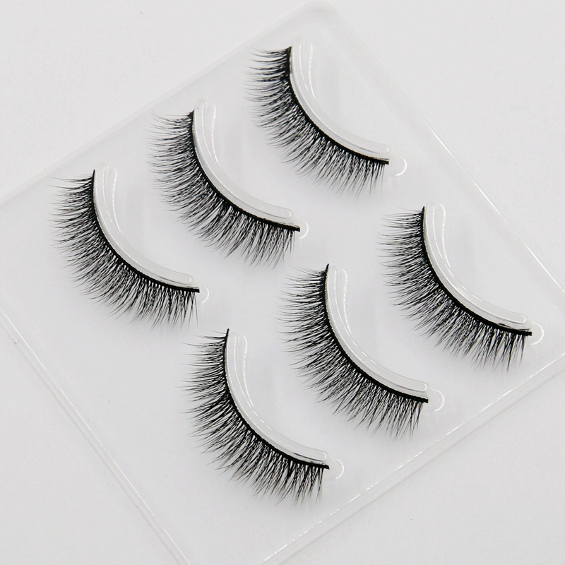3D nhiều lớp giả lông mi sắc nét tự nhiên trang điểm nude dày phần ngắn mềm đen thân trên lông mi 3 cặp - Lông mi giả mi giả apex