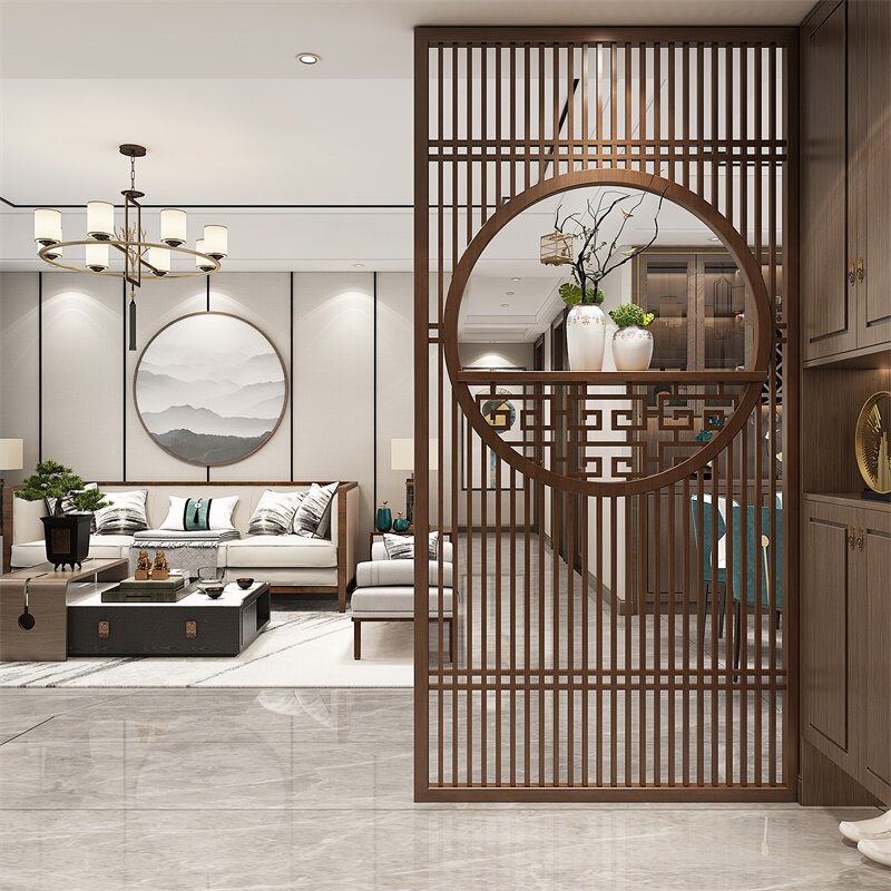 Log custom solid wood grille soft partition half wall screen wind room enter the door door door door