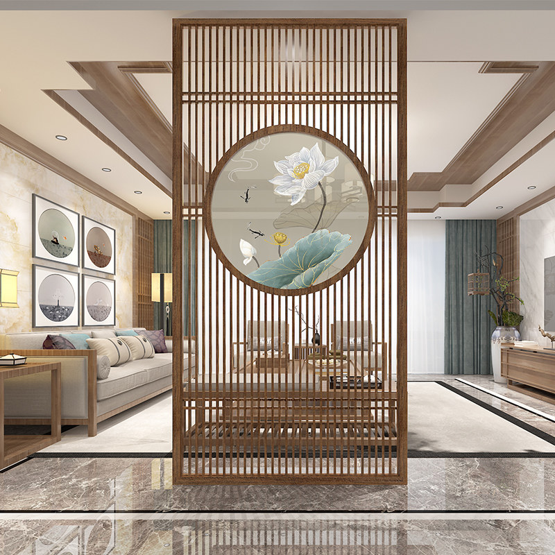 Chinese-style entrance entrance entrance wooden decorative screen partition living room home new Chinese solid wood bedroom cover wall