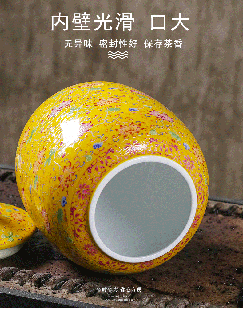 Colored enamel porcelain tea pot seal moisture large half a kilo to small tea pot receives Chinese wind