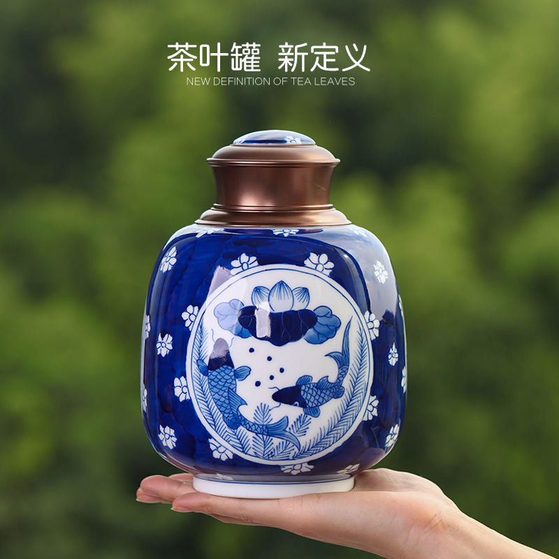 Sealed as cans portable caddy fixings storage POTS retro ceramic storage tank household gift box packing box of tea tea storehouse