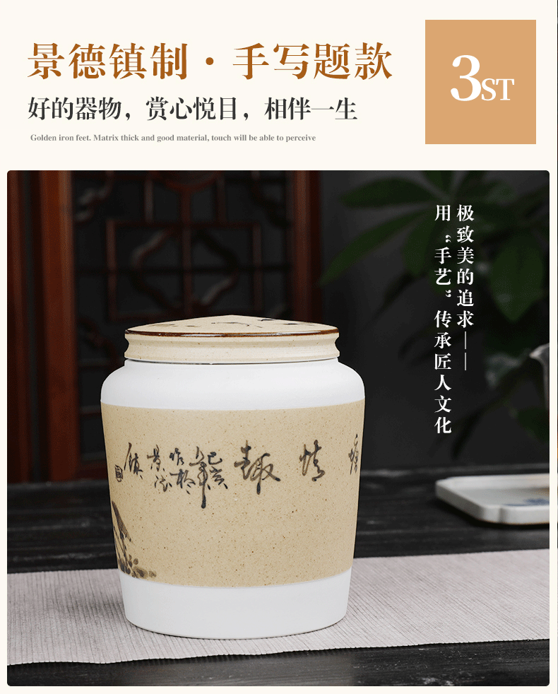Hand - made painting of flowers and small caddy fixings ceramic seal tank half jins of creative move fashion put tea POTS