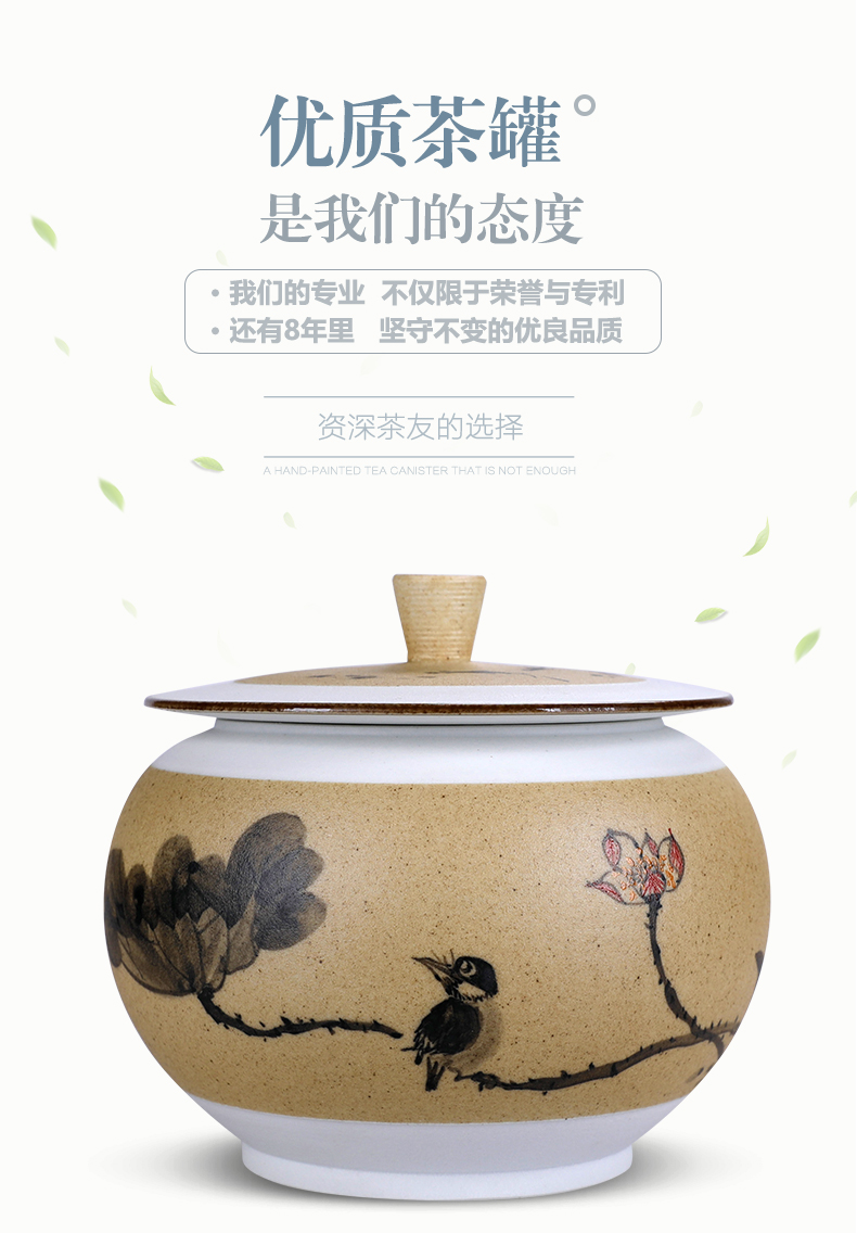 Coarse pottery and ceramic large tea caddy fixings can hand moistureproof household loose tea seal tea pot