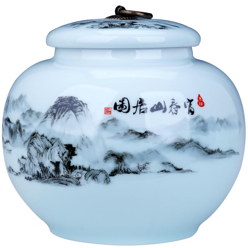 Chinese ceramic seal pot loose tea caddy fixings size 1 catty creative move fashion puer tea pot tea boxes