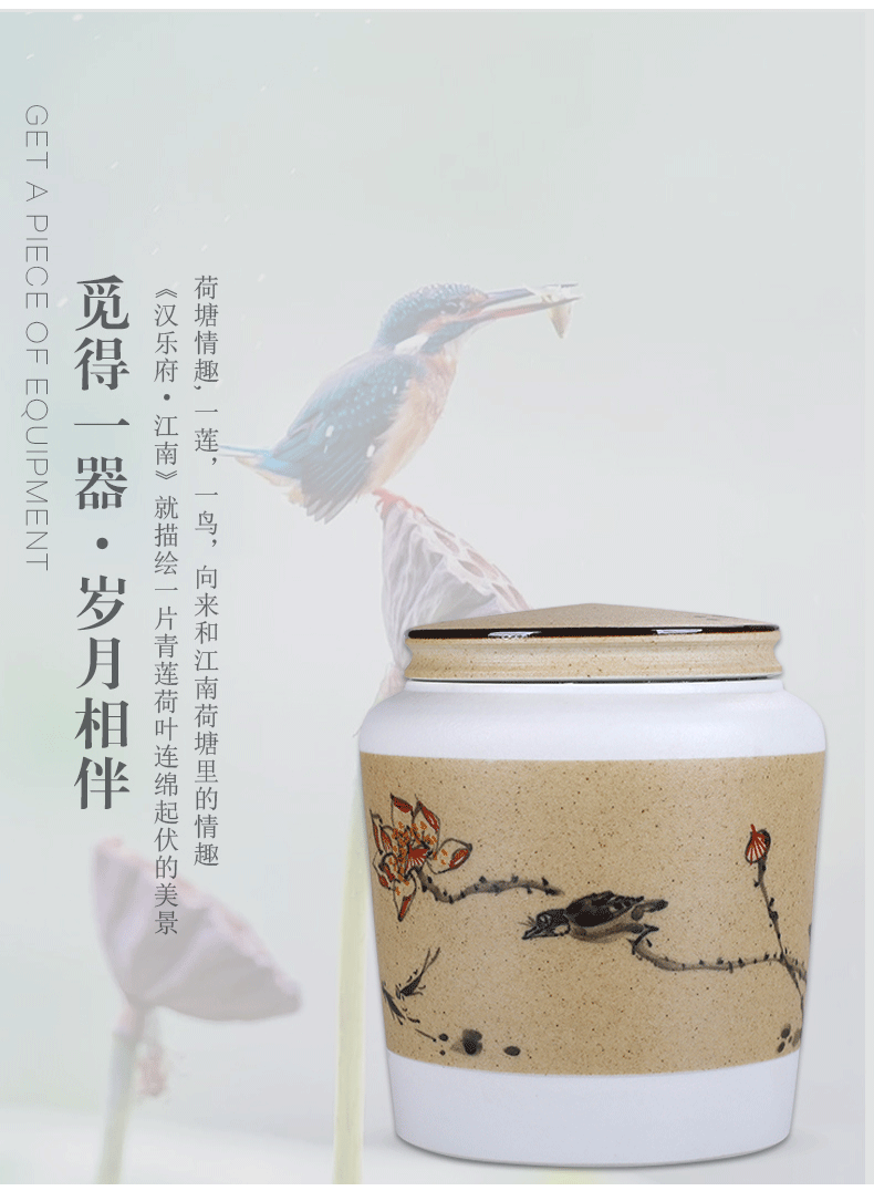 Hand - made painting of flowers and small caddy fixings ceramic seal tank half jins of creative move fashion put tea POTS