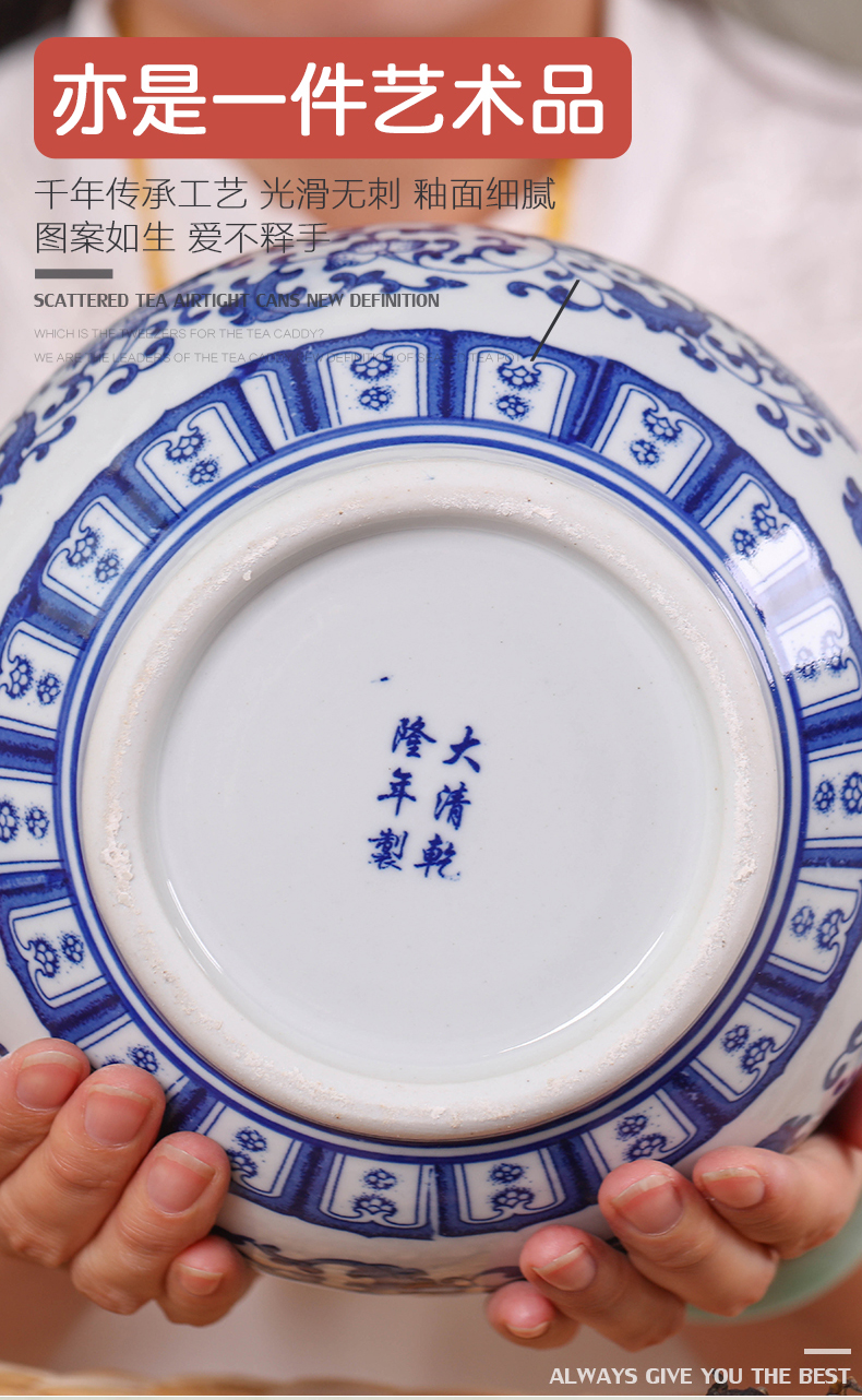 Jingdezhen porcelain retro caddy fixings ceramic seal moisture large household pu - erh tea storage and receives a kilo