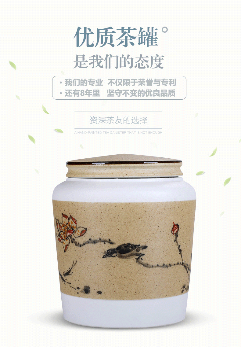 Hand - made painting of flowers and small caddy fixings ceramic seal tank half jins of creative move fashion put tea POTS