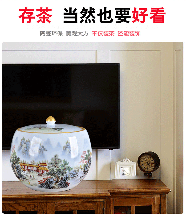 Jingdezhen ceramic POTS caddy fixings bread seven large tea urn home wake seal pot store pu - erh tea POTS