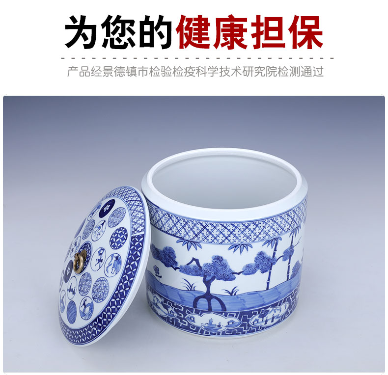 Blue and white porcelain tea pot 2 jins of ceramic containers of tea tea boxes of jingdezhen big tea urn