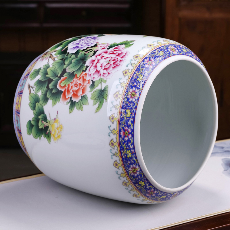 Jingdezhen ceramic colored enamel caddy fixings seal pot large capacity tea cake moisture puer tea pot tea boxes home